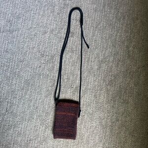 Red and Navy Knitted phone strap